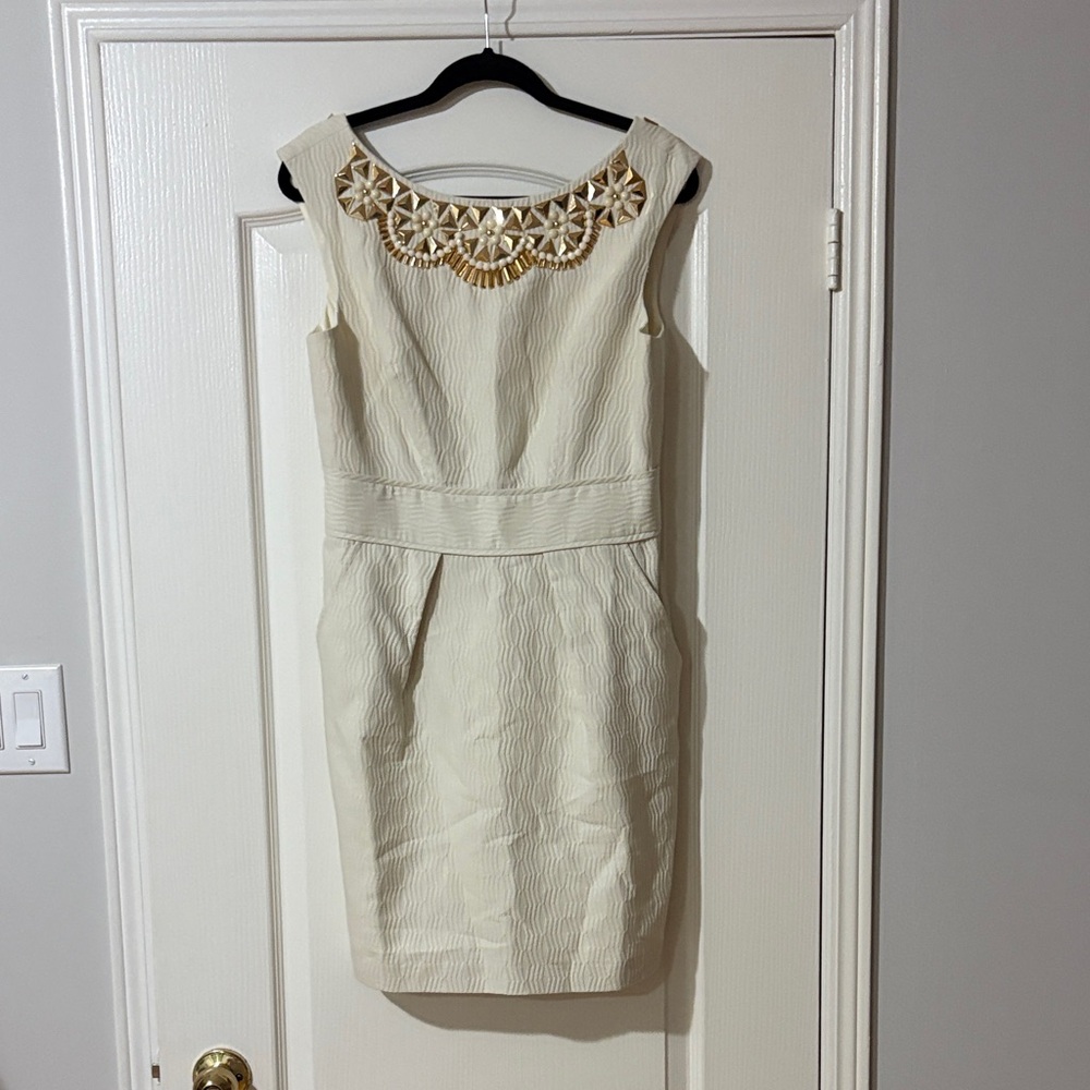 Milly of New York Cream Dress with Gold Detailing